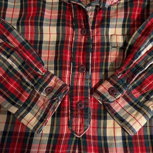 The Great Sleep Red Plaid Sleep Dress Nightgown Maxi Dress Long Sleeve SZ 2 M